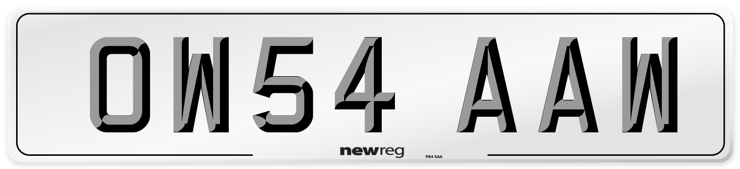 OW54 AAW Number Plate from New Reg